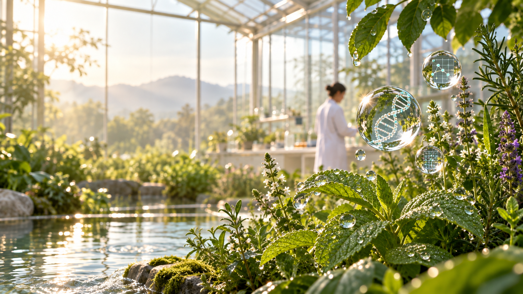 陽光、植物與帶有基因數據的水滴